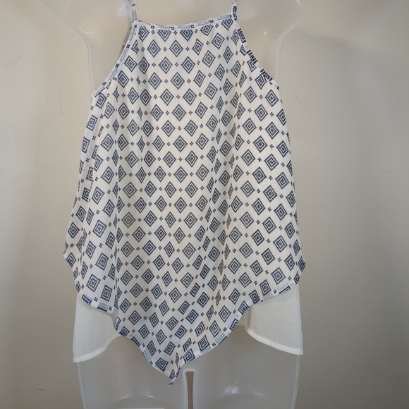About Girl Blue and White Embroidered Tank Top , Size S - Picture 4 of 9